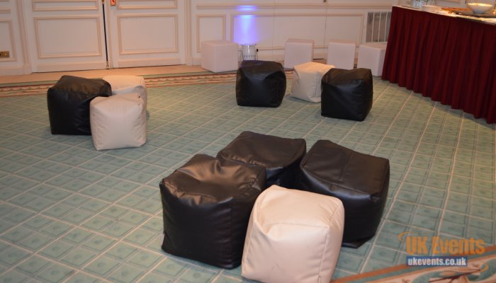 giant soft seating with bean bags and cube seats