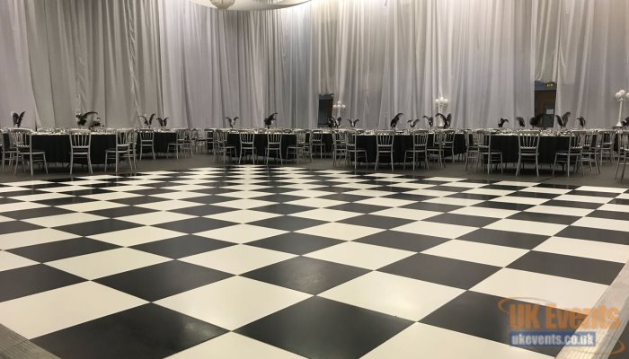 black and white chequered dance floor