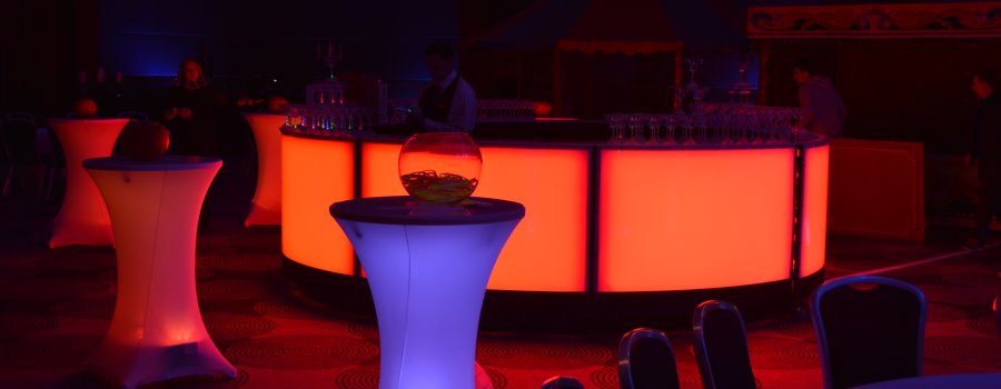 LED Cocktail bar and poseur tables to hire, contact us today for more information