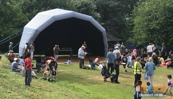 family fun day stage roof that inflates in under 10 minutes