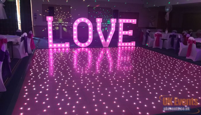 pink wedding dance floor in Surrey