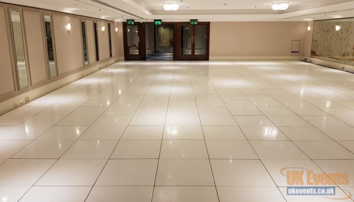 a huge white floor walkway for a corporate function at The Grosvenor Hotel in London