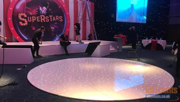 New Circular round dance floor rentals with RGB twinkly lights