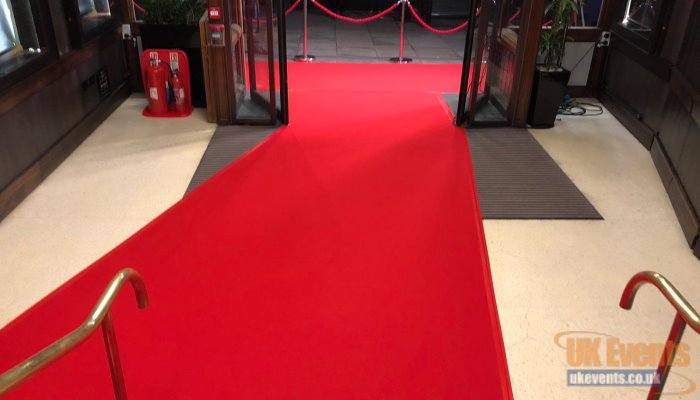 A vip red carpet for a cinema in London promoting an awards night