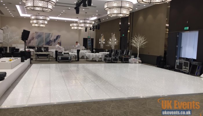 white sparkly wedding dance floor